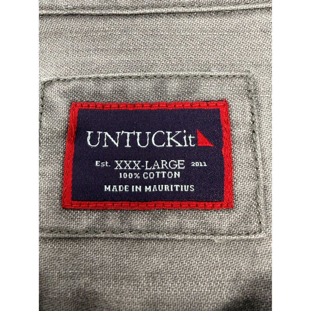 UNTUCKit Shirt Mens 3XL Gray Denim Cotton Long‎ Sleeve Dual Flap Pocket Casual - Picture 3 of 3
